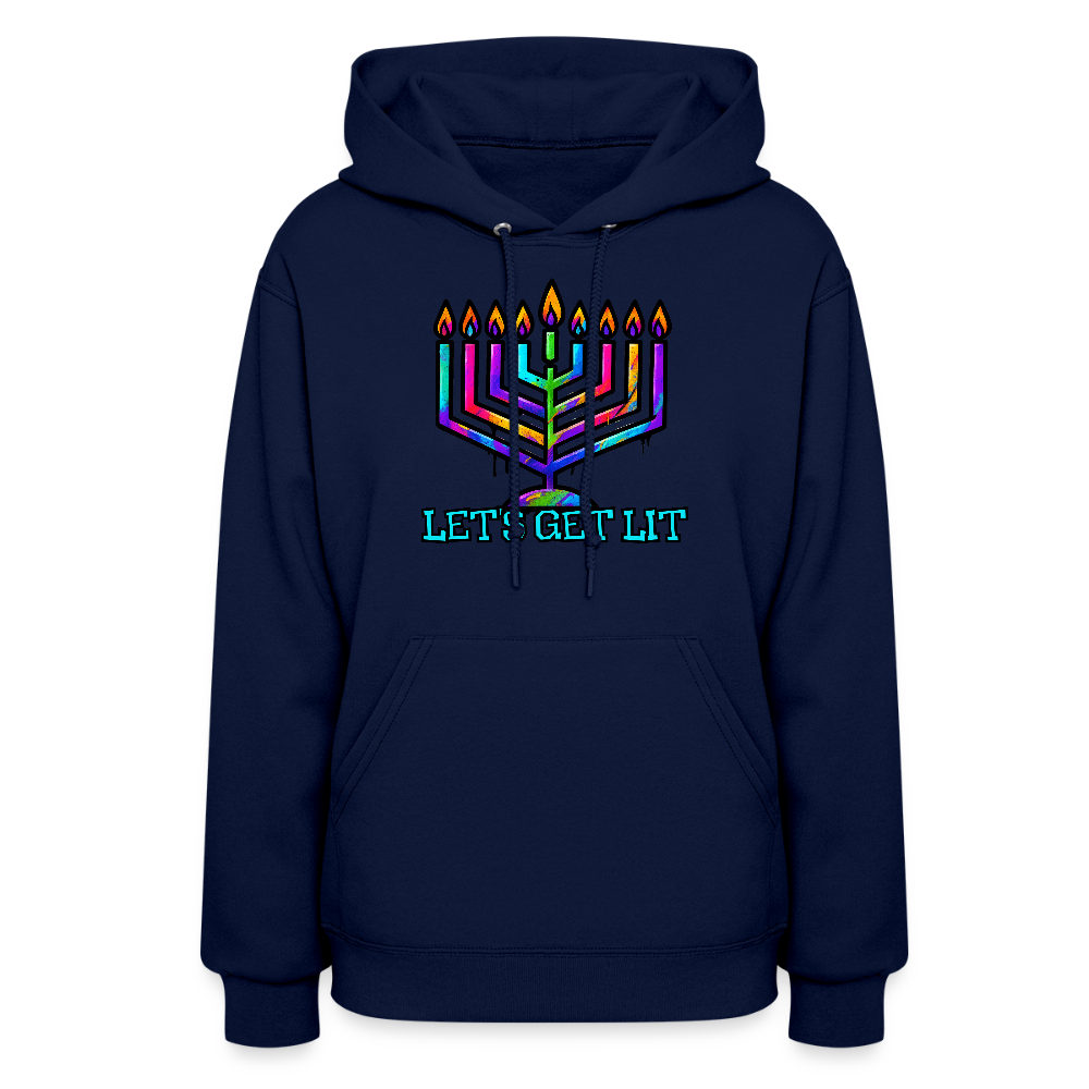 Let's Get Lit Chabad Menorah Women's Hoodie - navy