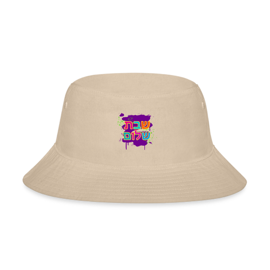 Shabbat Shalom Neon Pop Bucket Hat - cream