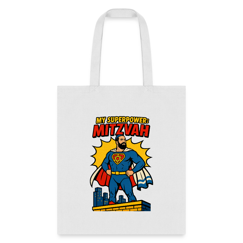 My Superpower: Mitzvah Tote Bag - white