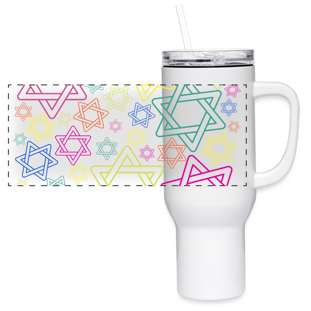 Neon Star of David Festival 40 oz Travel Tumbler - white