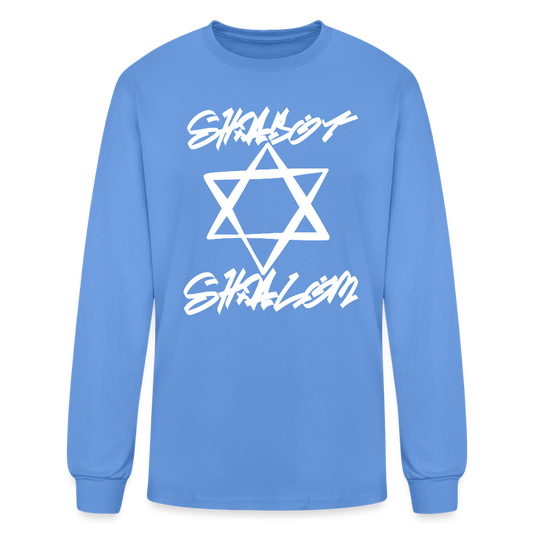 Shabbat Shalom Graffiti Light Star Men's Long Sleeve T-Shirt - carolina blue