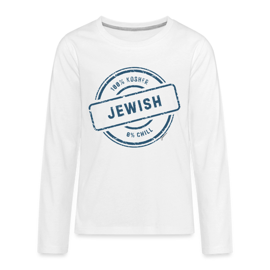 100% Jewish Kids' Premium Long Sleeve T-Shirt - white