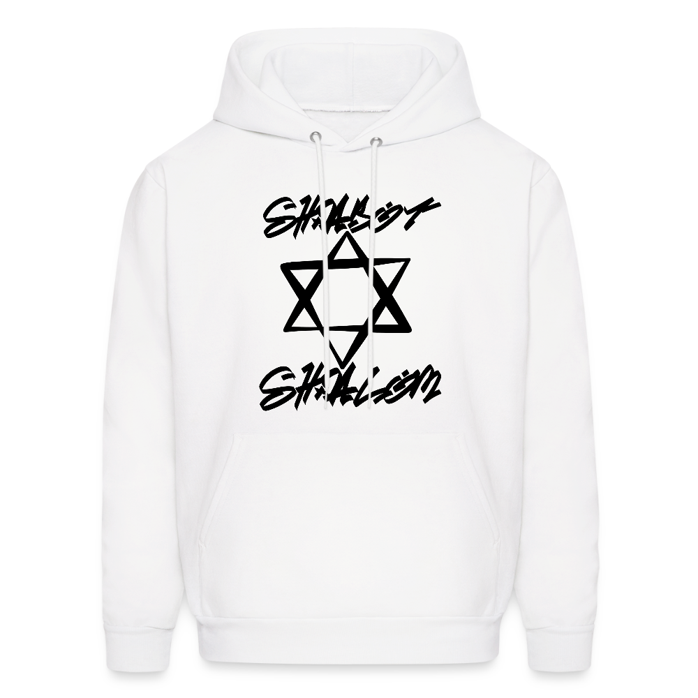 Shabbat Shalom Graffiti Star Men's Hoodie - white