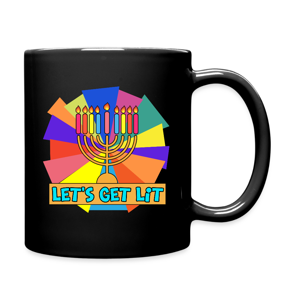 Glow & Get Lit Chanukah Menorah Full Color Mug - black