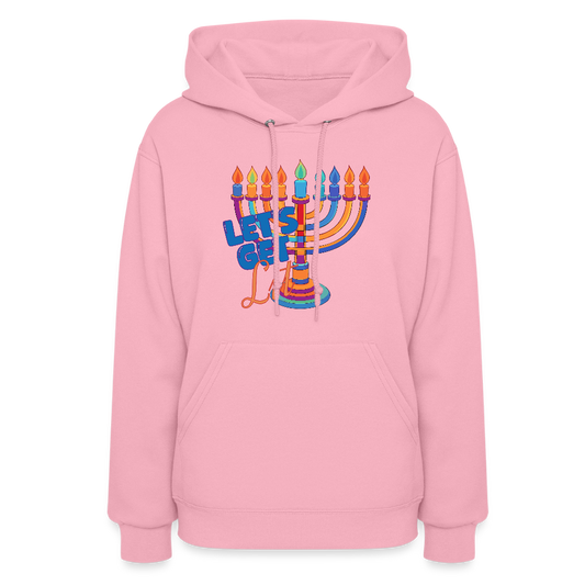 Let's Get Lit Menorah Women's Hoodie - classic pink