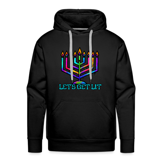 Let's Get Lit Chabad Menorah Men’s Premium Hoodie - black