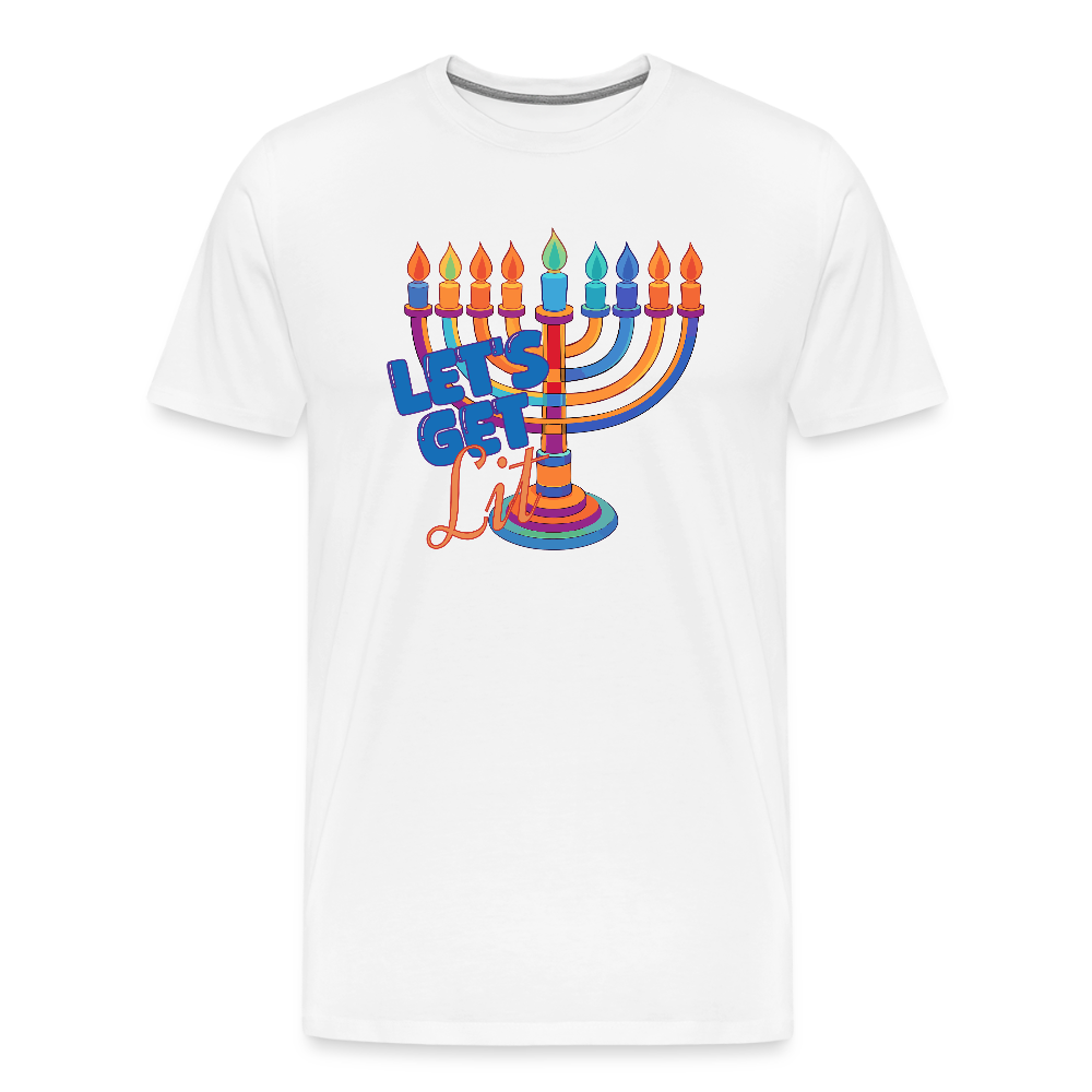 Let's Get Lit Menorah Men's Premium T-Shirt - white