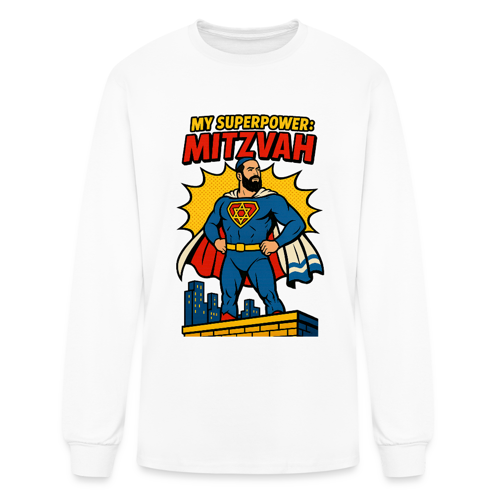 My Superpower: Mitzvah Men's Long Sleeve T-Shirt - white