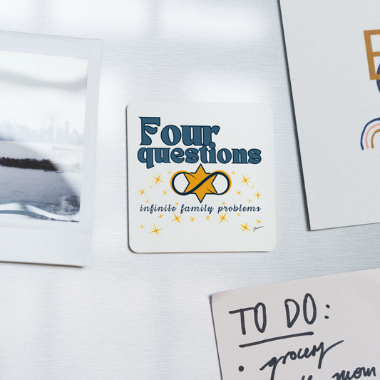 Four Questions Square Magnet - white