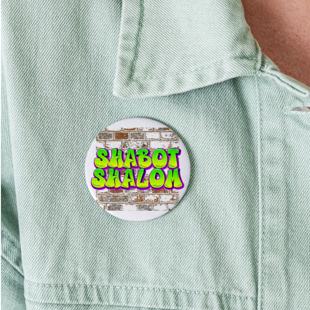 Shabot Shalom Brick 770 Graffiti Buttons large 2.2'' (5-pack) - white