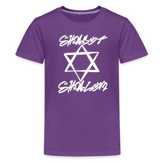 Shabbat Shalom Graffiti Light Star Kids' Premium T-Shirt - purple