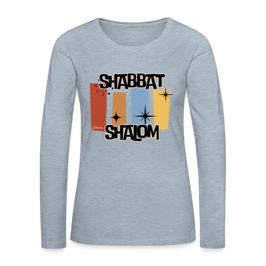 Retro Shabbat Women's Premium Long Sleeve T-Shirt - heather ice blue