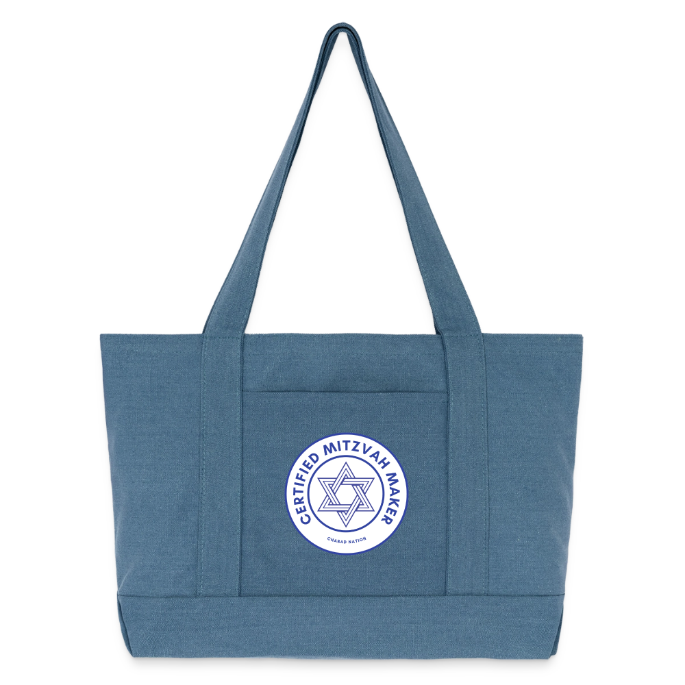 Certified Mitzvah Maker Cotton Pigment Dyed Tote Bag - denim