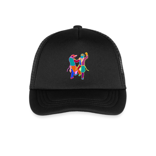 Colorful Dancing Rabbis Kid's Trucker Cap - black