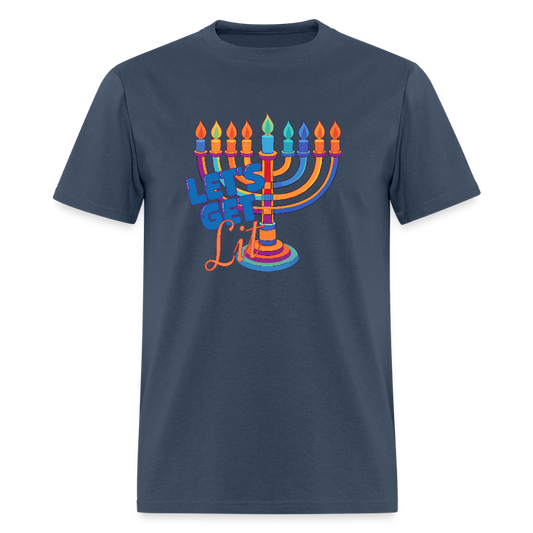 Let's Get Lit Menorah Men's T-Shirt | GILDAN 5000 - blue dusk