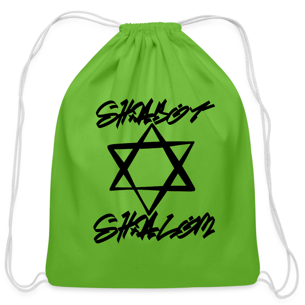 Shabbat Shalom Graffiti Star Cotton Drawstring Bag - clover