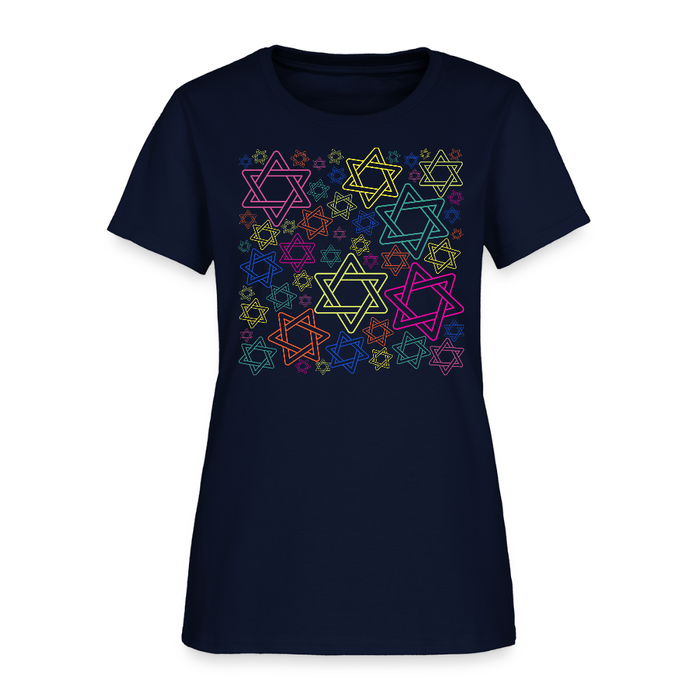 Neon Star of David Festival Women's T-Shirt - navy