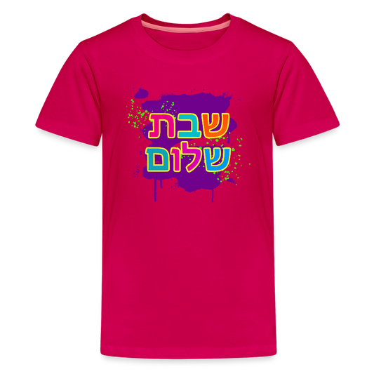 Shabbat Shalom Neon Pop Kids' Premium T-Shirt - dark pink