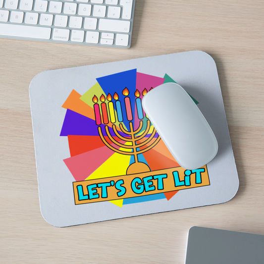 Glow & Get Lit Chanukah Menorah Mouse pad Horizontal - white
