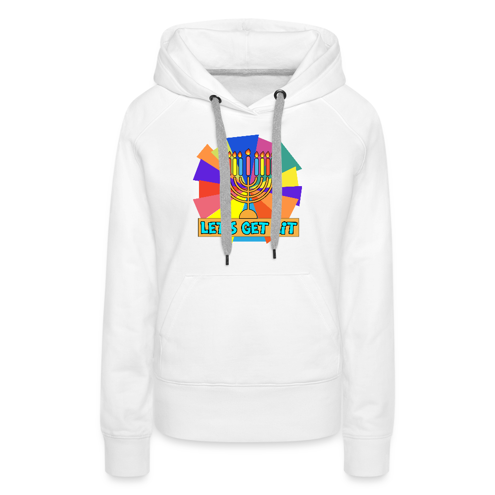 Glow & Get Lit Chanukah Menorah Women’s Premium Hoodie - white