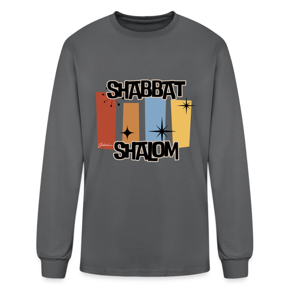Retro Shabbat Men's Long Sleeve T-Shirt - charcoal