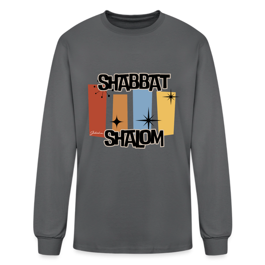 Retro Shabbat Men's Long Sleeve T-Shirt - charcoal