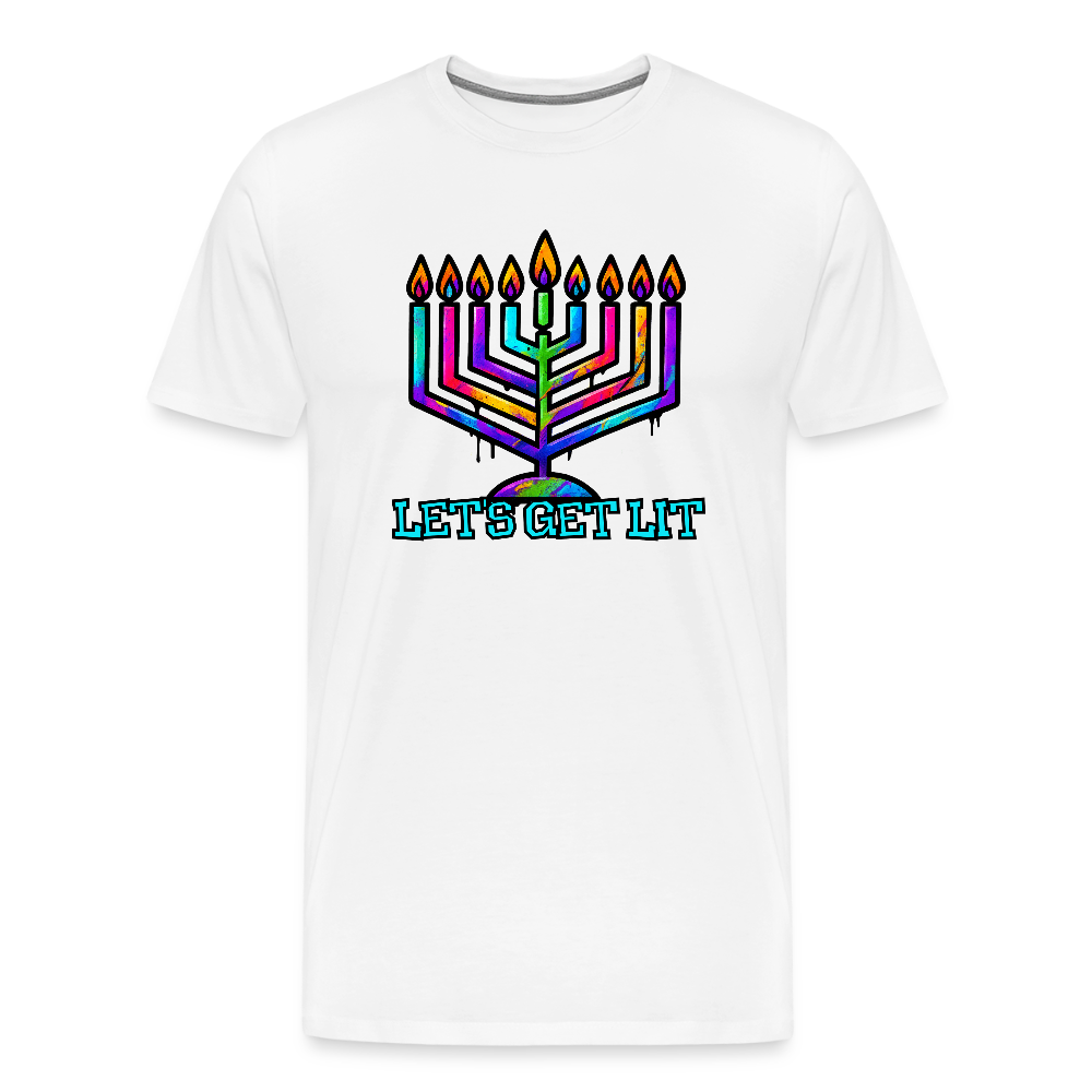 Let's Get Lit Chabad Menorah Men's Premium T-Shirt - white