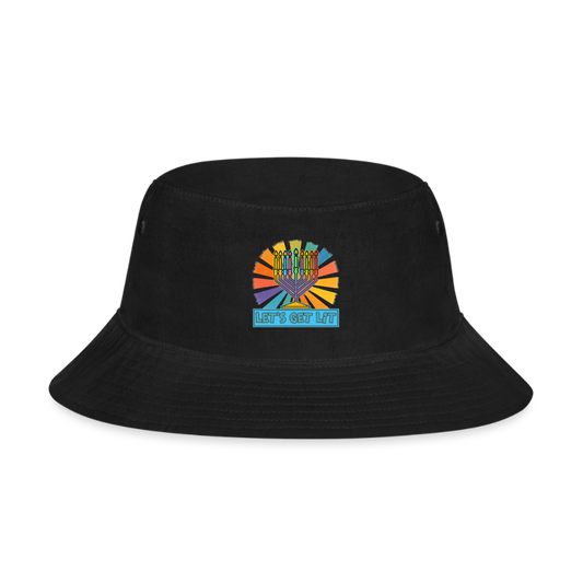 Radiant Retro “Let’s Get Lit” Menorah Bucket Hat - black