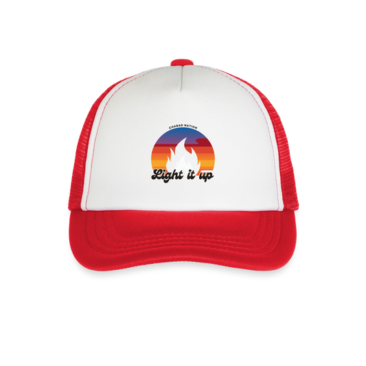 Light It Up Kid's Trucker Cap - white/red