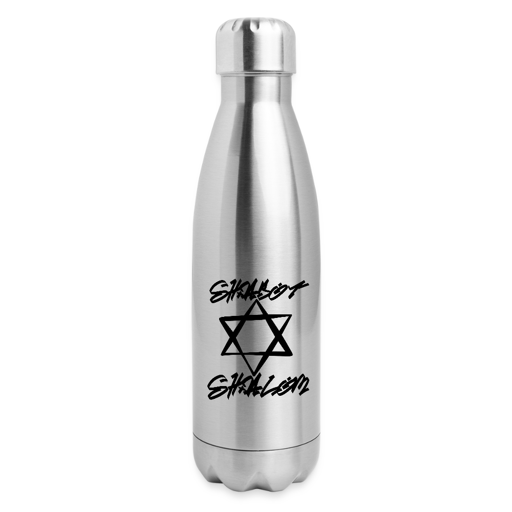 Shabbat Shalom Graffiti Star Insulated Stainless Steel Water Bottle - silver