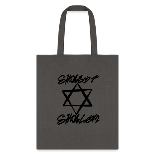 Shabbat Shalom Graffiti Star Tote Bag - charcoal
