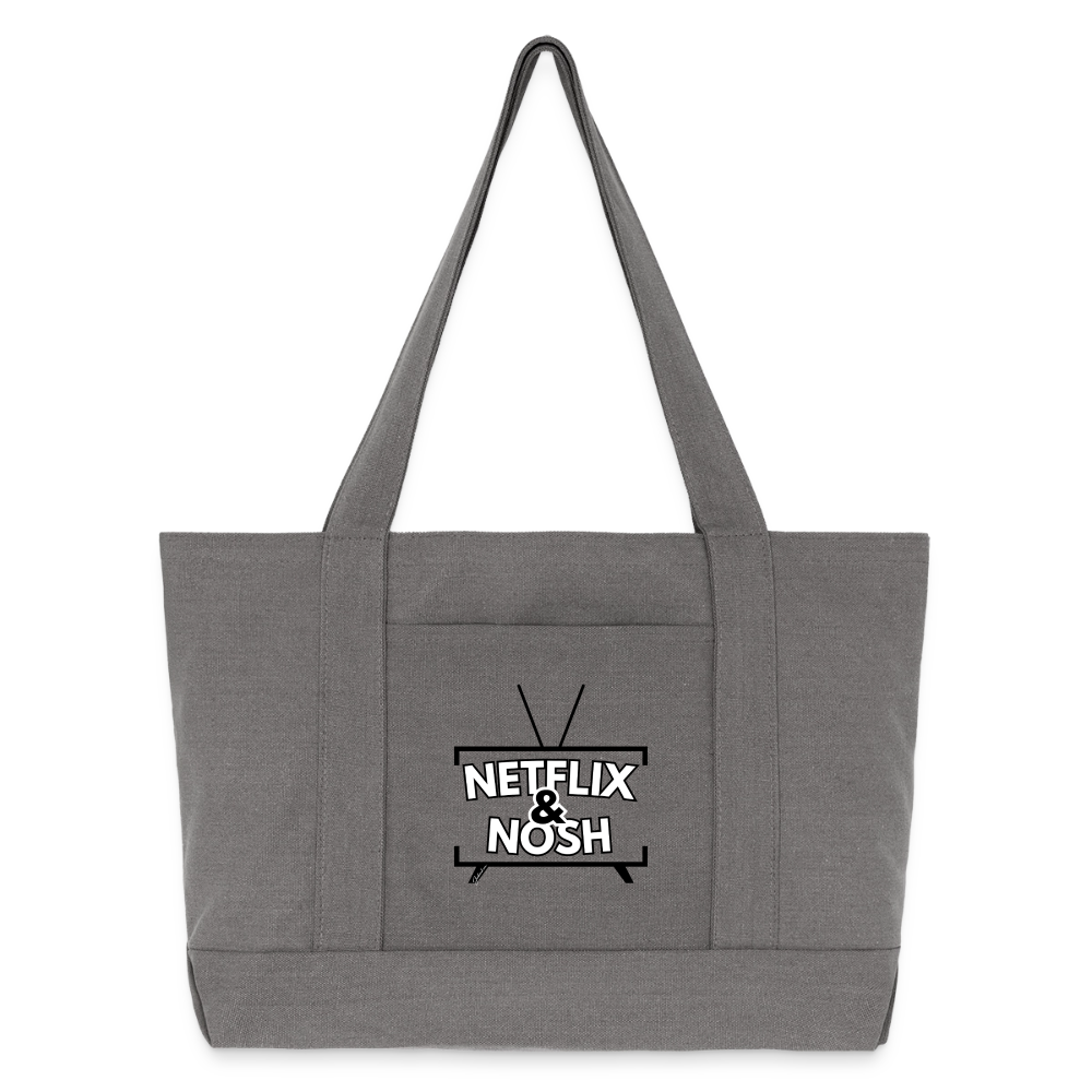 Netflix & Nosh Cotton Pigment Dyed Tote Bag - charcoal grey