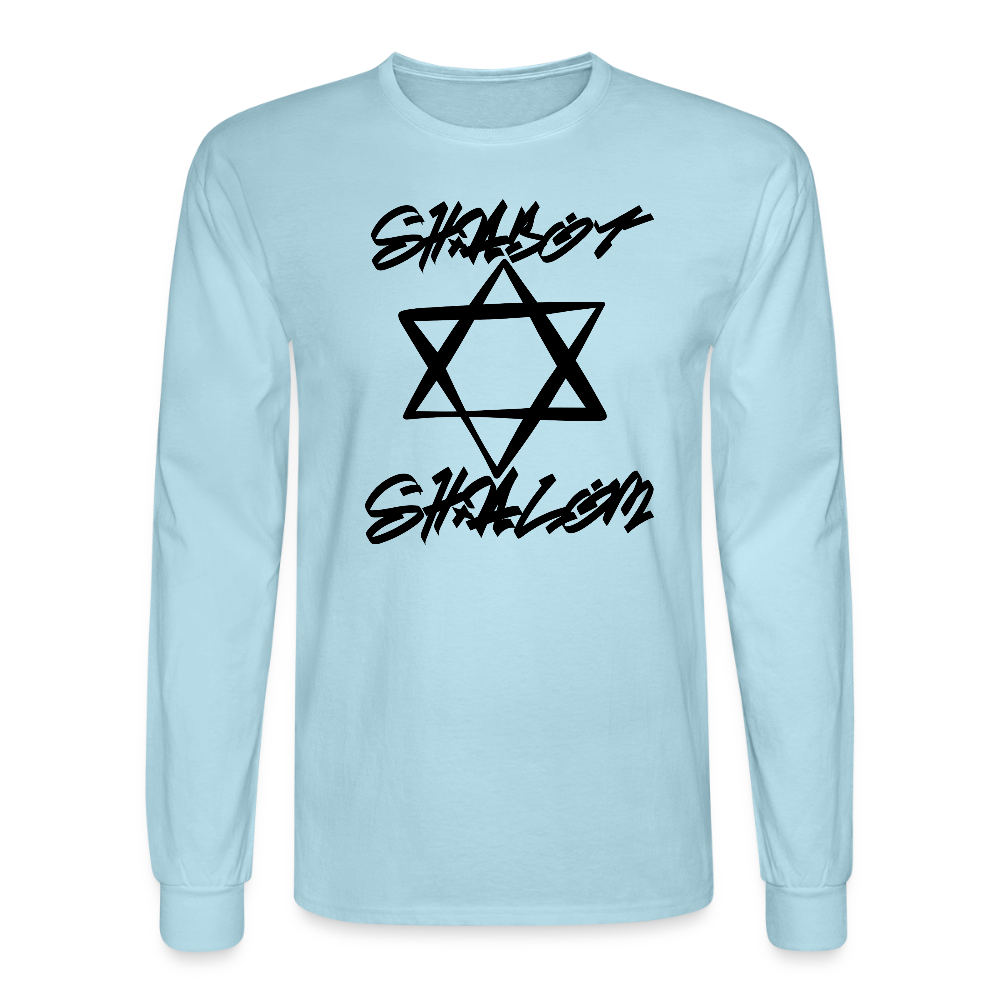 Shabbath Shalom Graffiti Star Men's Long Sleeve T-Shirt - powder blue