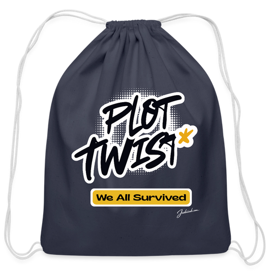 Plot Twist Cotton Drawstring Bag - navy