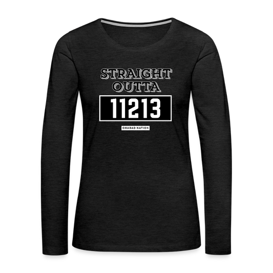 Straight Outta 11213 Women's Premium Long Sleeve T-Shirt - charcoal grey