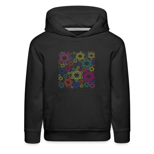 Neon Star of David Festival Kids‘ Premium Hoodie - black