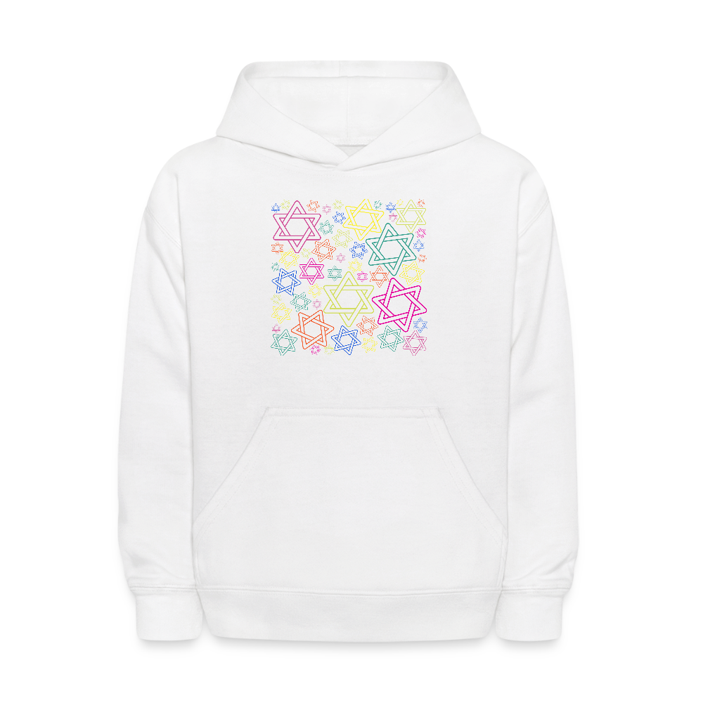 Neon Star of David Festival Kids' Hoodie - white