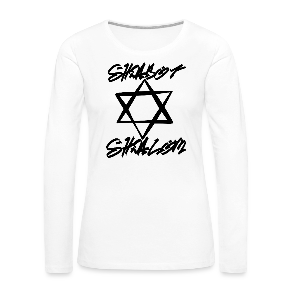 Shabbat Shalom Graffiti Star Women's Premium Long Sleeve T-Shirt - white