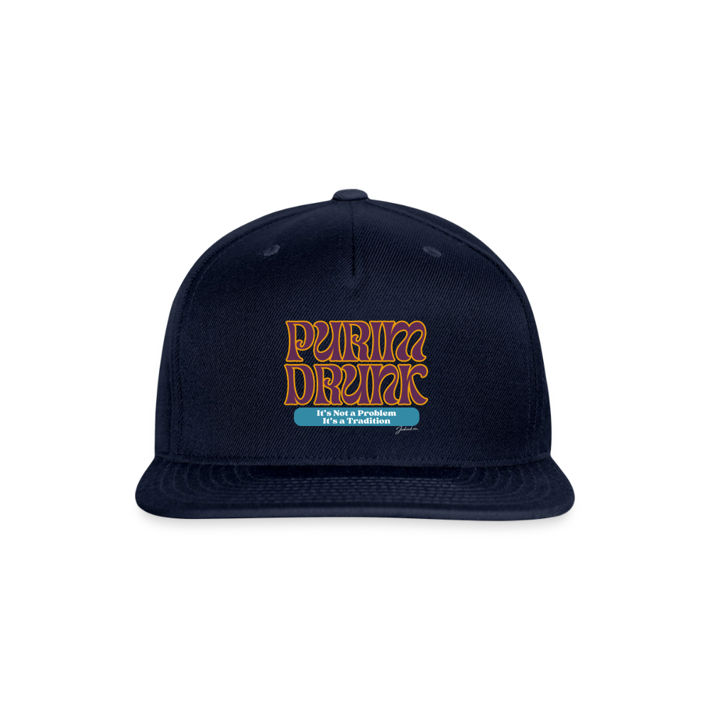 Purim Drunk Snapback Baseball Cap - navy