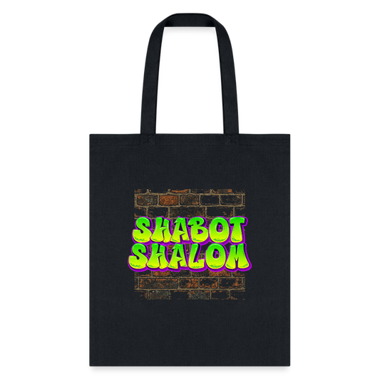 Shabot Shalom Brick 770 Graffiti Tote Bag - black