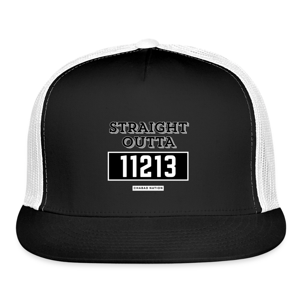 Straight Outta 11213 Trucker Hat - black/white