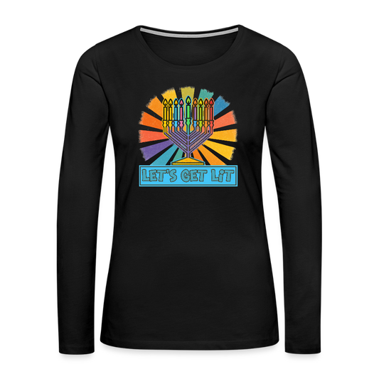 Radiant Retro Let's Get Lit Women's Premium Long Sleeve T-Shirt - black