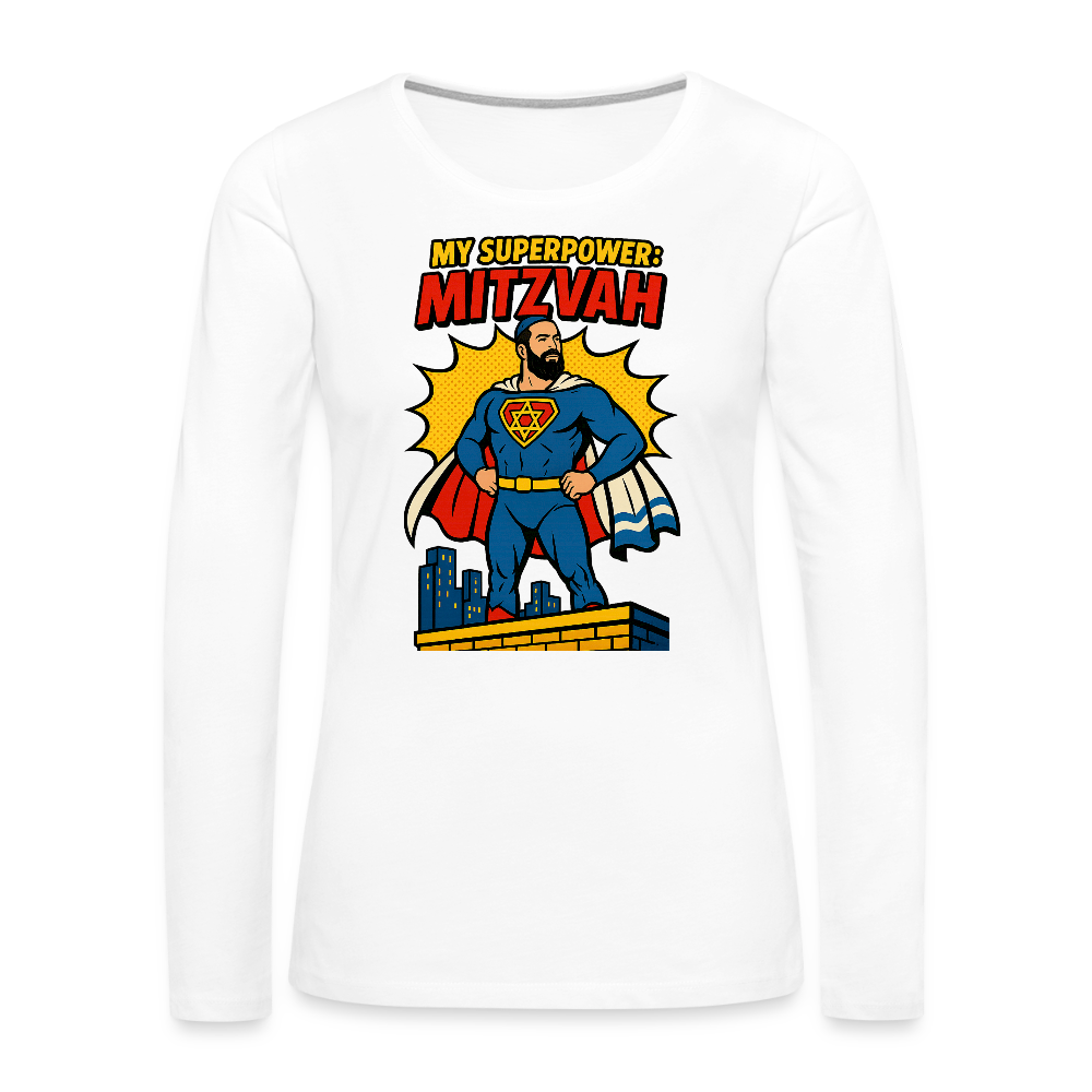 My Superpower: Mitzvah Women's Premium Long Sleeve T-Shirt - white