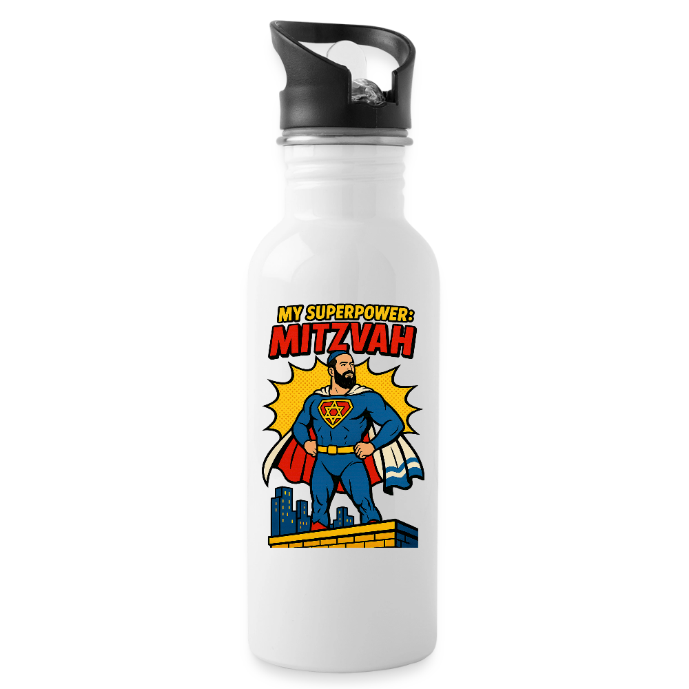 My Superpower: Mitzvah Water Bottle - white