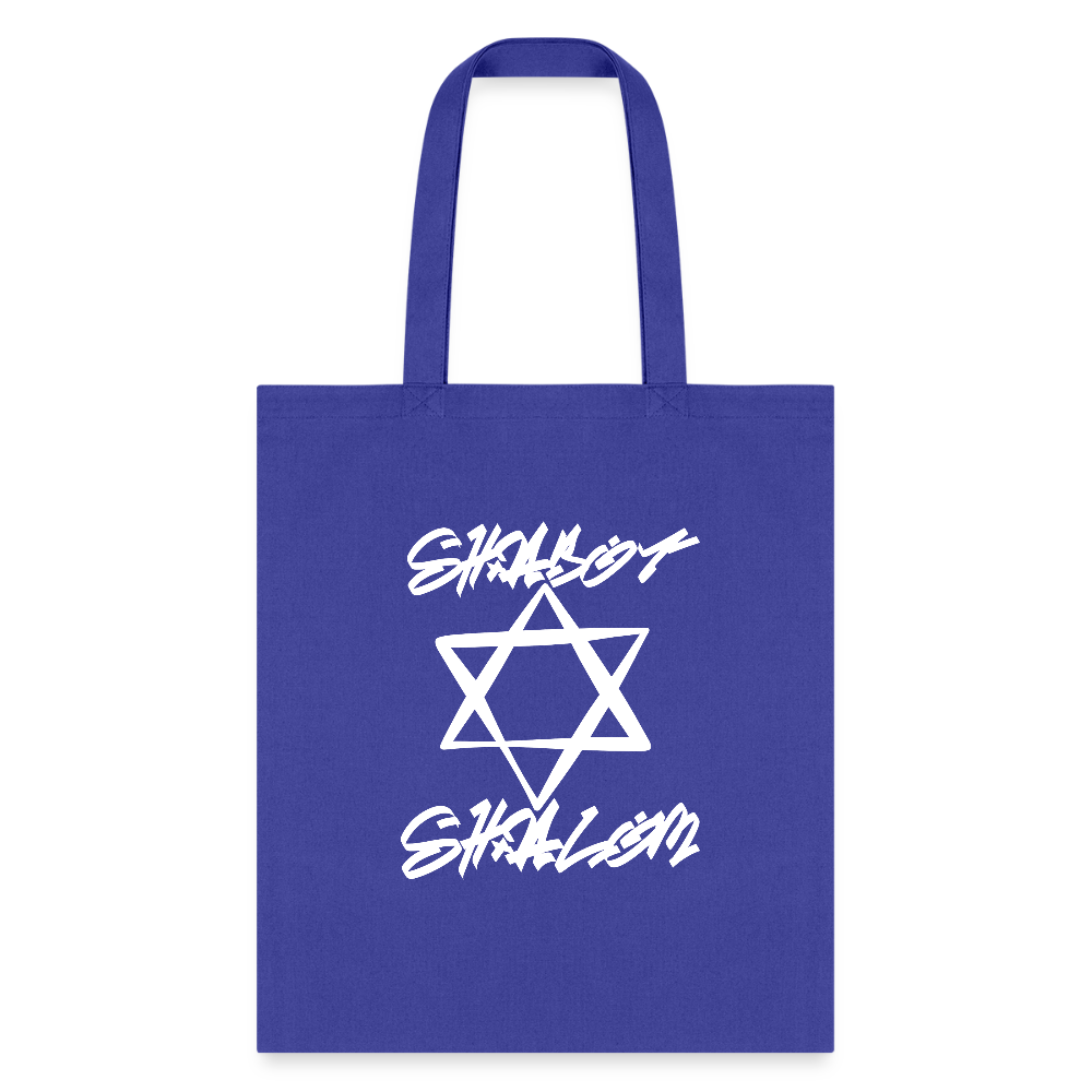 Shabbat Shalom Graffiti Light Star Tote Bag - royal blue