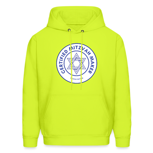 Certified Mitzvah Maker Men's Hoodie - safety green