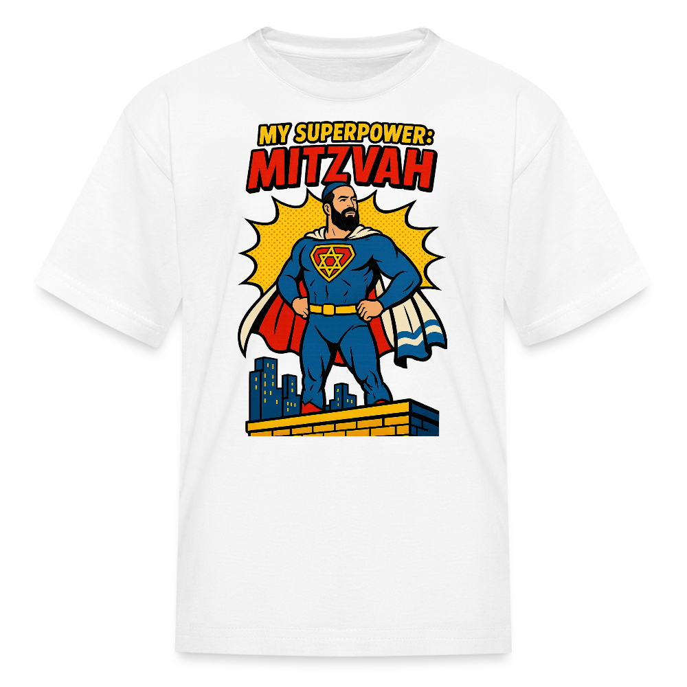 My Superpower: Mitzvah Kids' T-Shirt - white