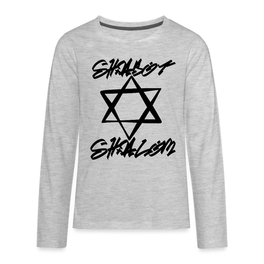 Shabbat Shalom Graffiti Star Kids' Premium Long Sleeve T-Shirt - heather gray