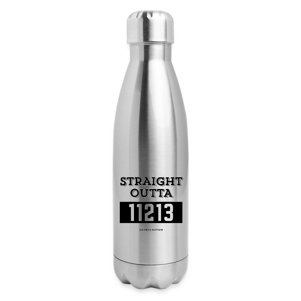 Straight Outta 11213 Insulated Stainless Steel Water Bottle - silver