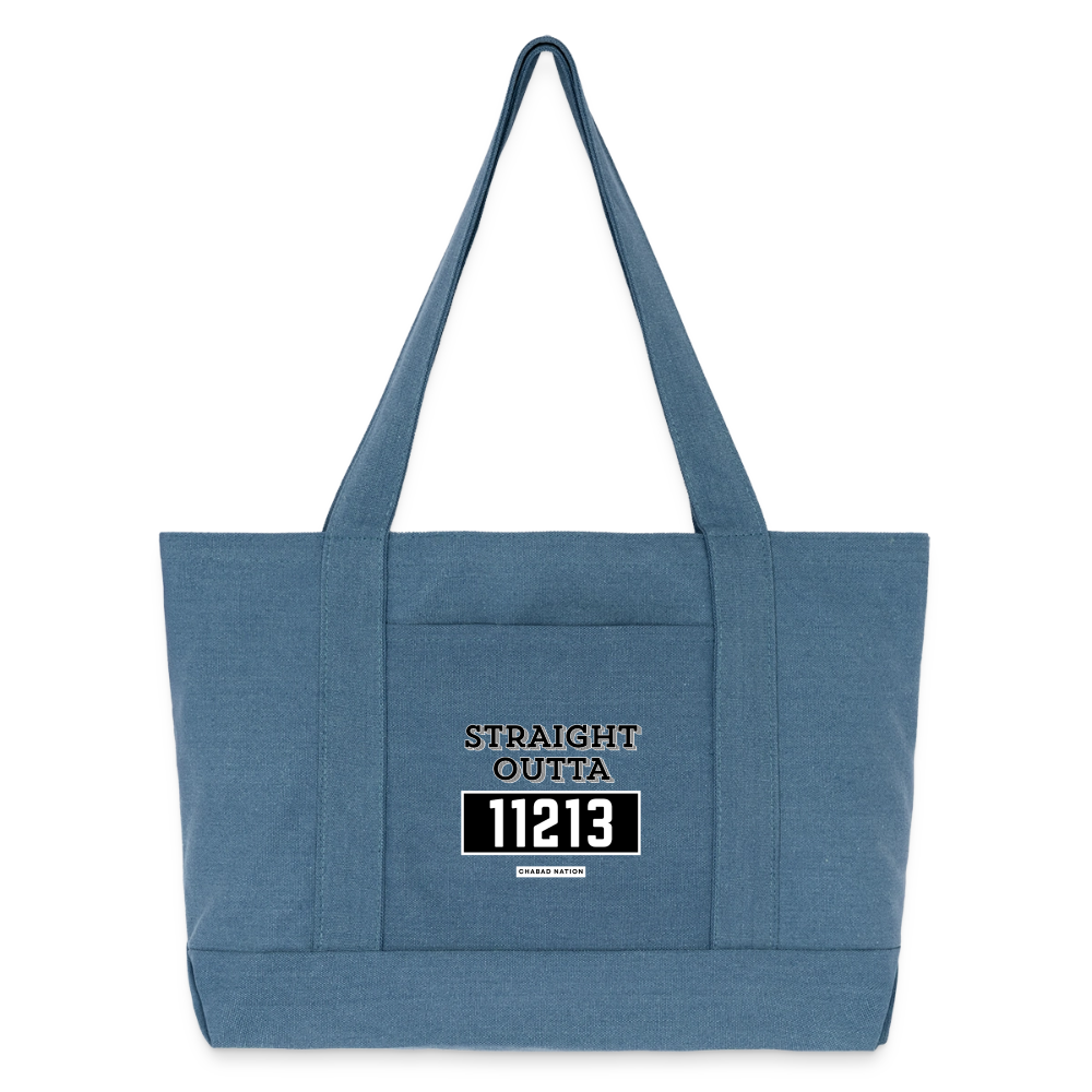 Straight Outta 11213 Cotton Pigment Dyed Tote Bag - denim